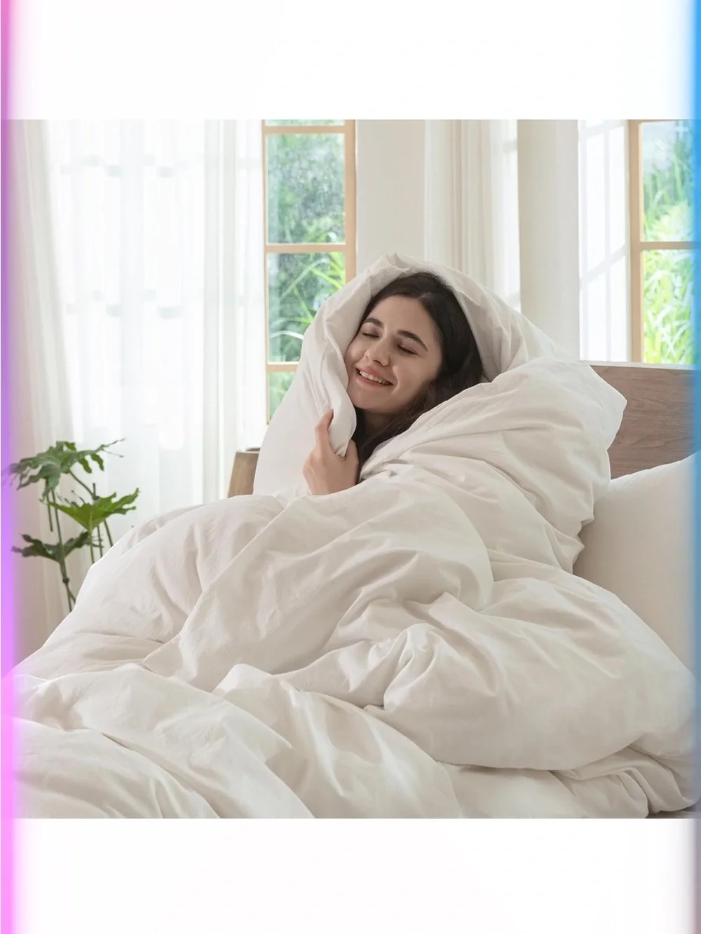 NEW MooMee Bedding Duvet Cover Set 100% Washed Cotton Linen Like Texture, King